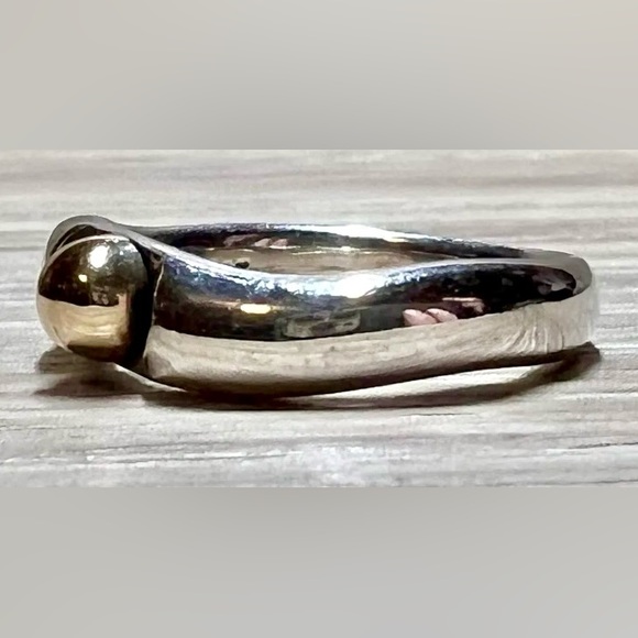 Vintage Handmade Sterling Silver & Gold Ball Ring, Size 7.5 - Picture 2 of 9